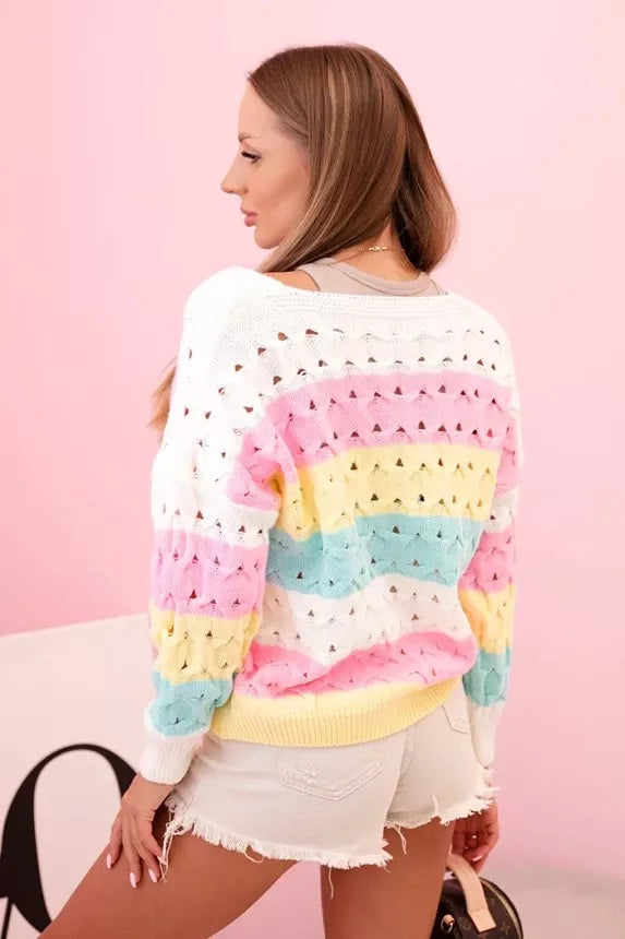 Moteriškas baltos/geltonos spalvos megztinis Sweet