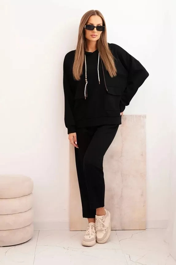 Moteriškas juodas laisvalaikio komplektas Nela