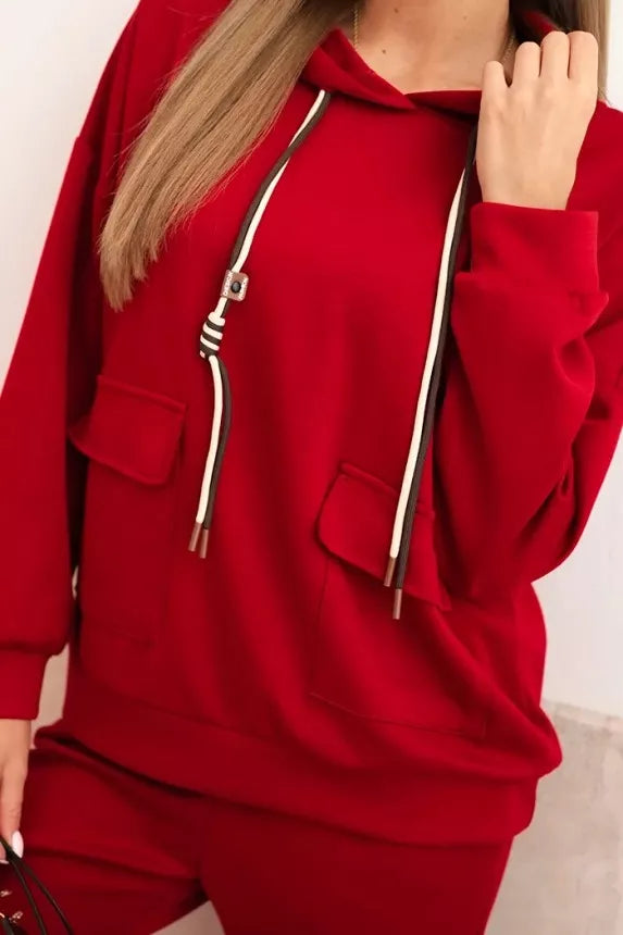 Moteriškas raudonas laisvalaikio komplektas Nela