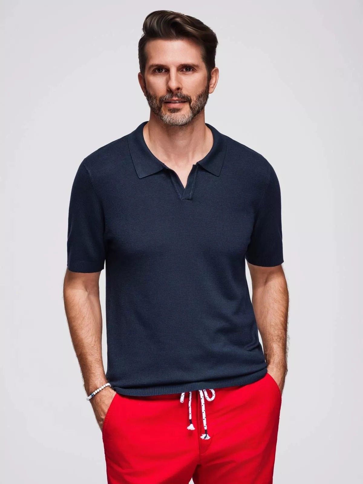 Vyriški tamsiai mėlyni polo marškinėliai Mark