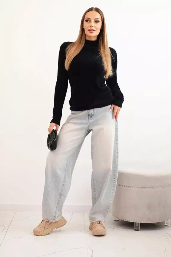 Moteriškas juodas alpakų megztinis Lindi