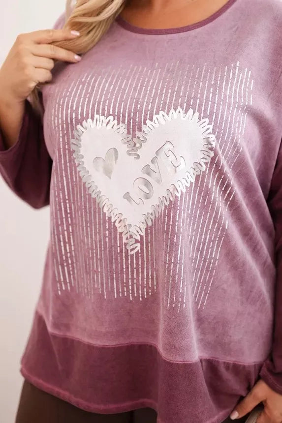 Moteriškas tamsiai rožinis megztinis Love