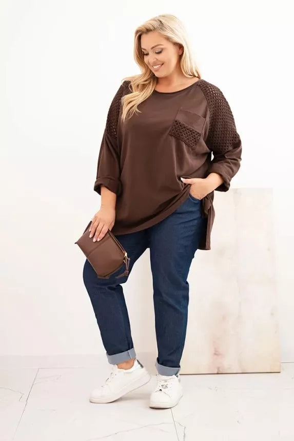 Moteriškas rudas megztinis su raštu Stelo