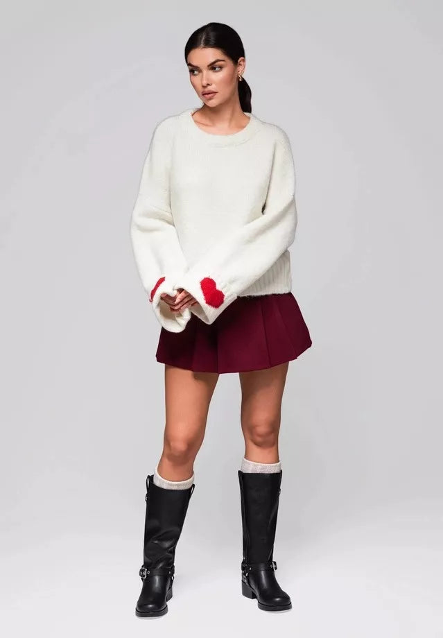 Moteriškas baltas megztinis Heart