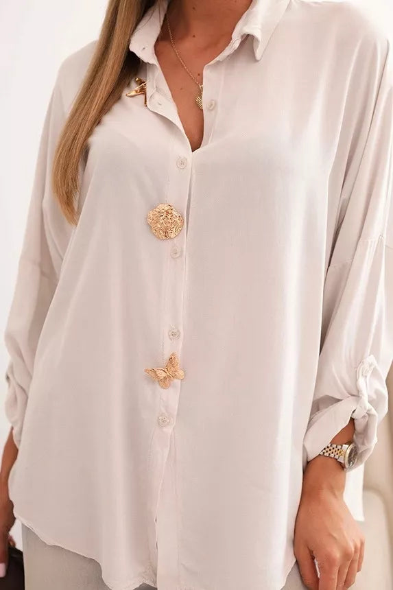 Moteriški rusvos spalvos marškiniai Lens