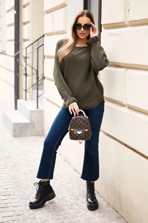 Moteriškas chaki megztinis Aidina