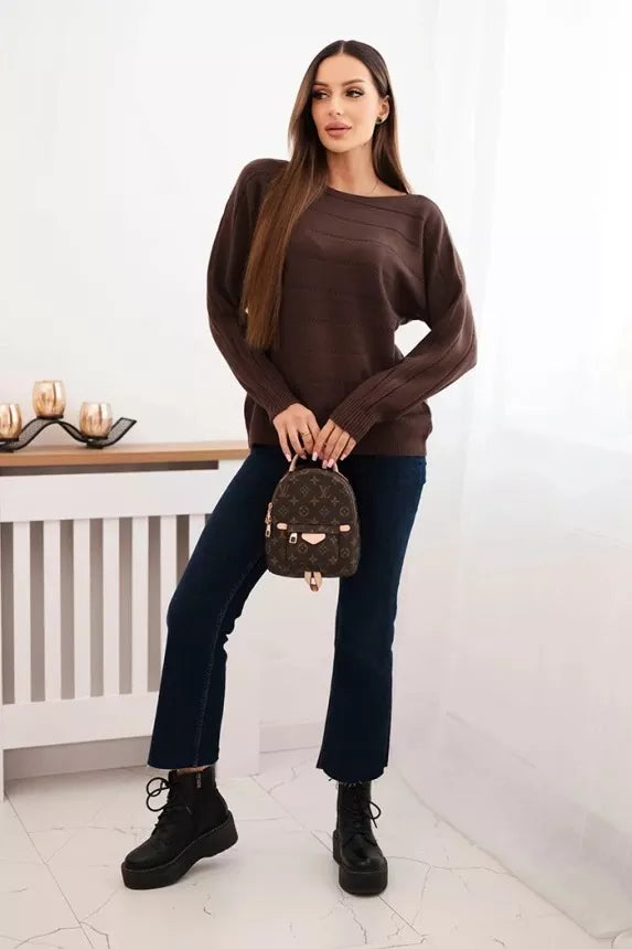 Moteriškas tamsiai rudos spalvos megztinis Dora