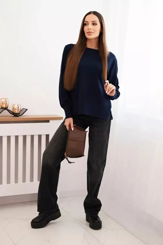 Moteriškas tamsiai mėlynos spalvos megztinis Biank