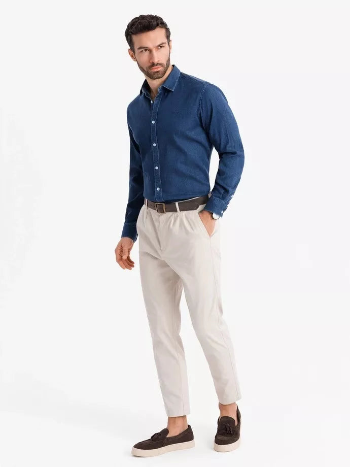 Vyriški džinsiniai tamsiai mėlyni marškiniai Mant