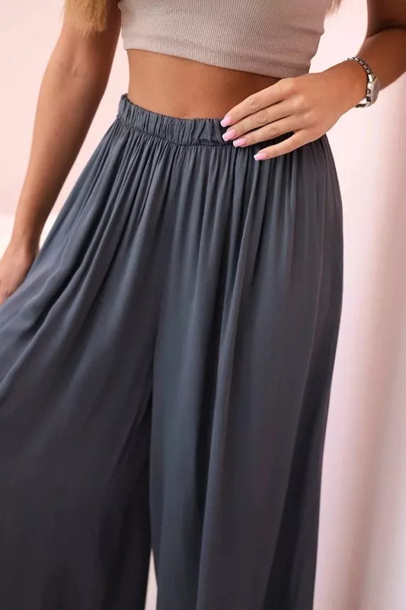 Moteriškos plačios mėlynos spalvos kelnės Andi