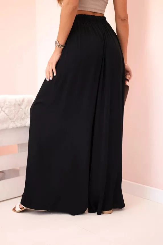 Moteriškos plačios juodos spalvos kelnės Andi