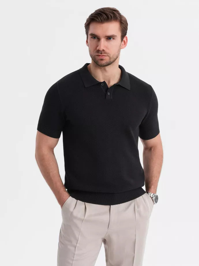 Vyriški juodos spalvos polo marškinėliai Swing