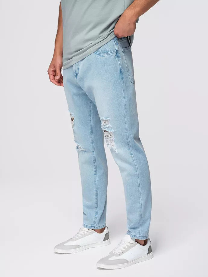 Vyriški šviesiai mėlynos spalvos džinsai Cart