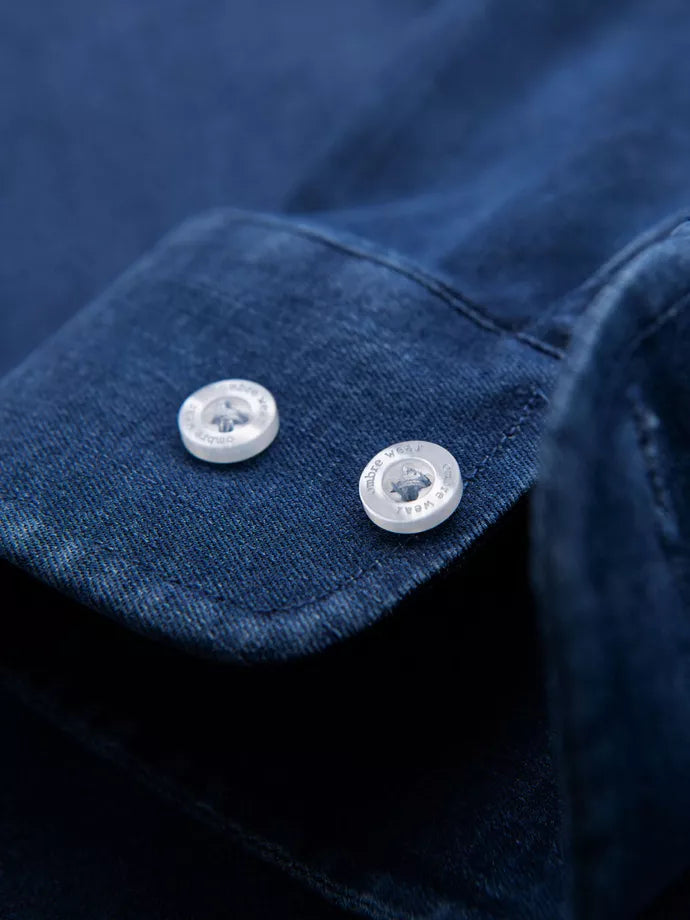 Vyriški džinsiniai tamsiai mėlyni marškiniai Mant