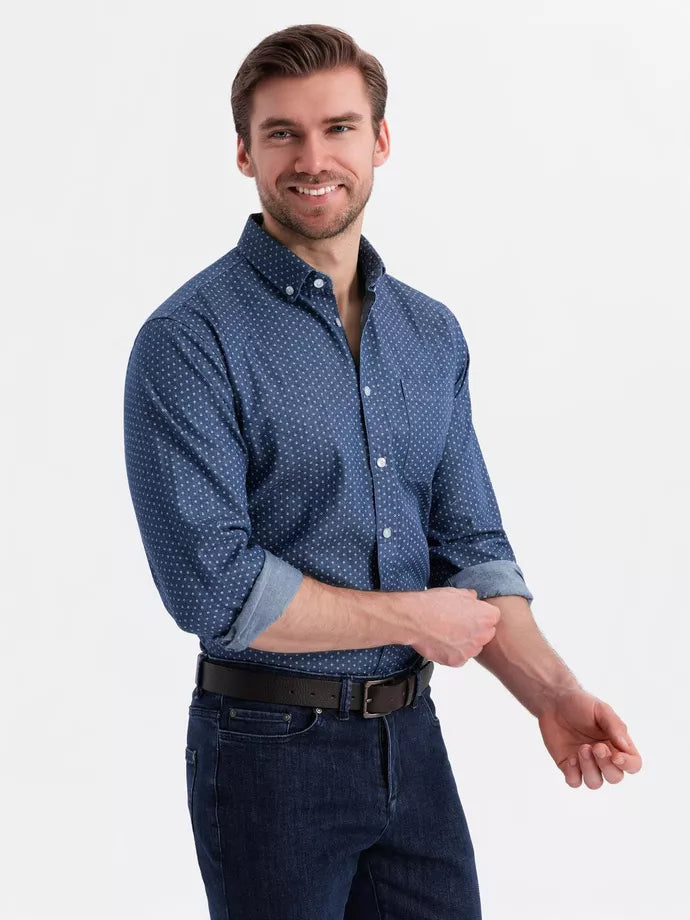 Vyriški tamsiai mėlynos spalvos marškiniai Aiden