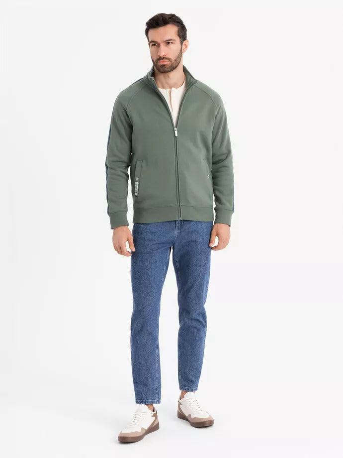 Vyriškas chaki spalvos megztinis aukštu kaklu Olin