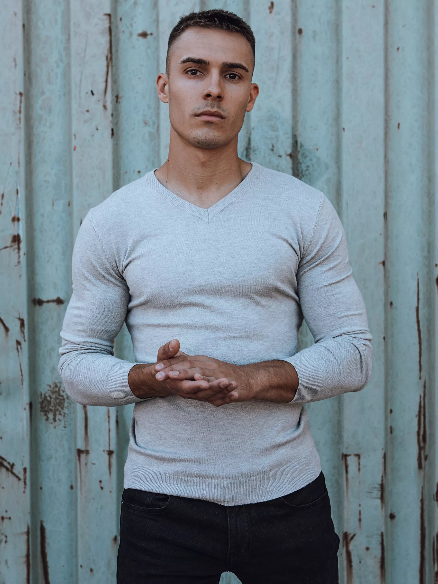 Šviesiai pilkas vyriškas megztinis Henri