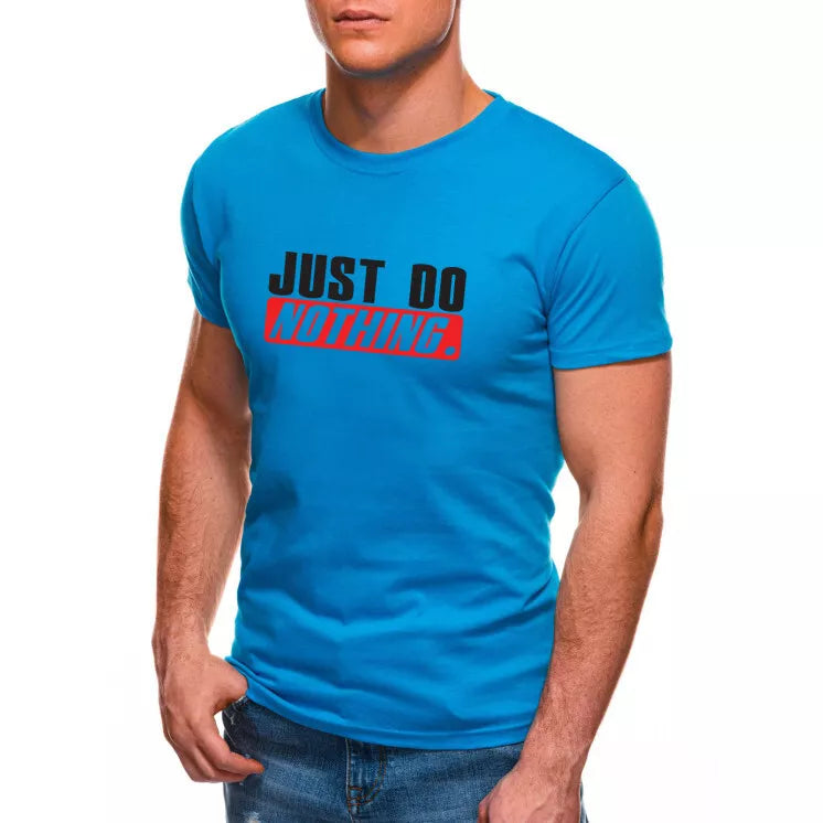 Šviesiai mėlyni vyriški marškinėliai Just do nothing