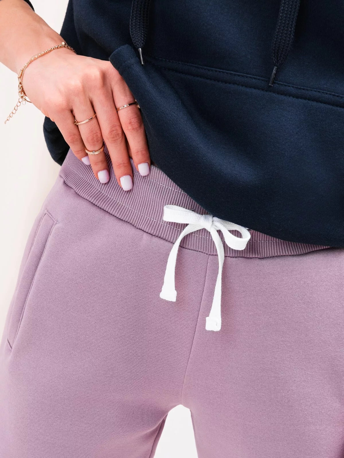 Moteriškos levandų spalvos laisvalaikio kelnės Lilit
