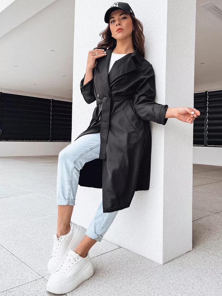 Juodas moteriškas plonas paltas Binc