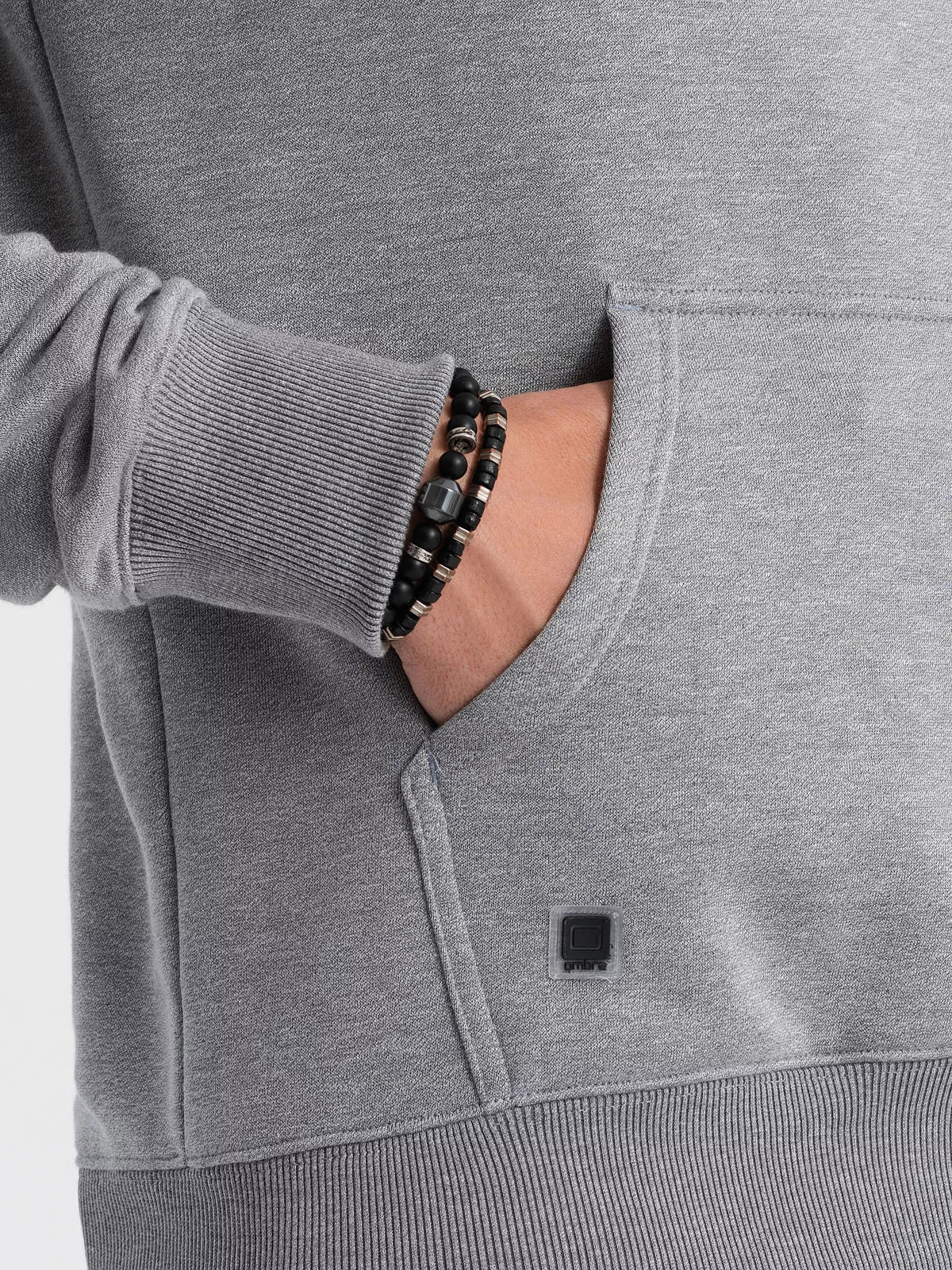 Pilkas vyriškas džemperis su gobtuvu Vytis