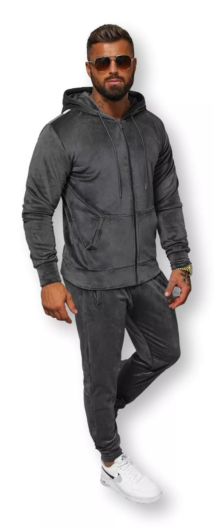 Pilkas vyriškas veliūrinis komplektas Style