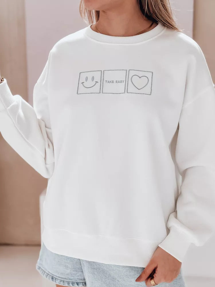 Moteriškas baltos spalvos džemperis Easy