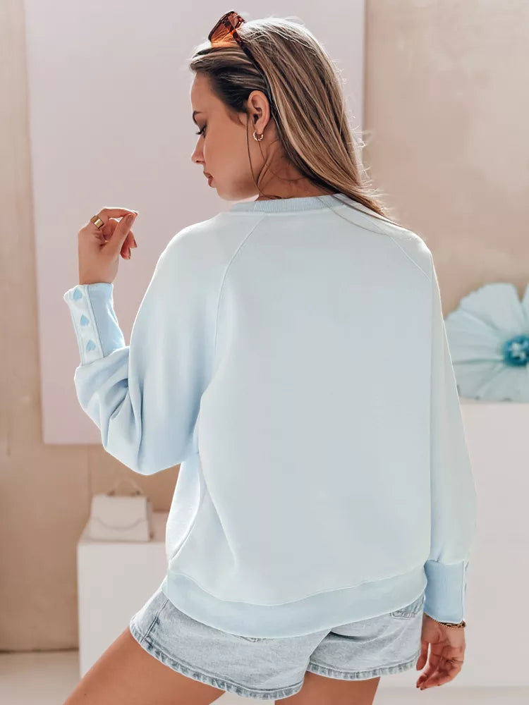 Moteriškas šviesiai mėlynos spalvos džemperis Love