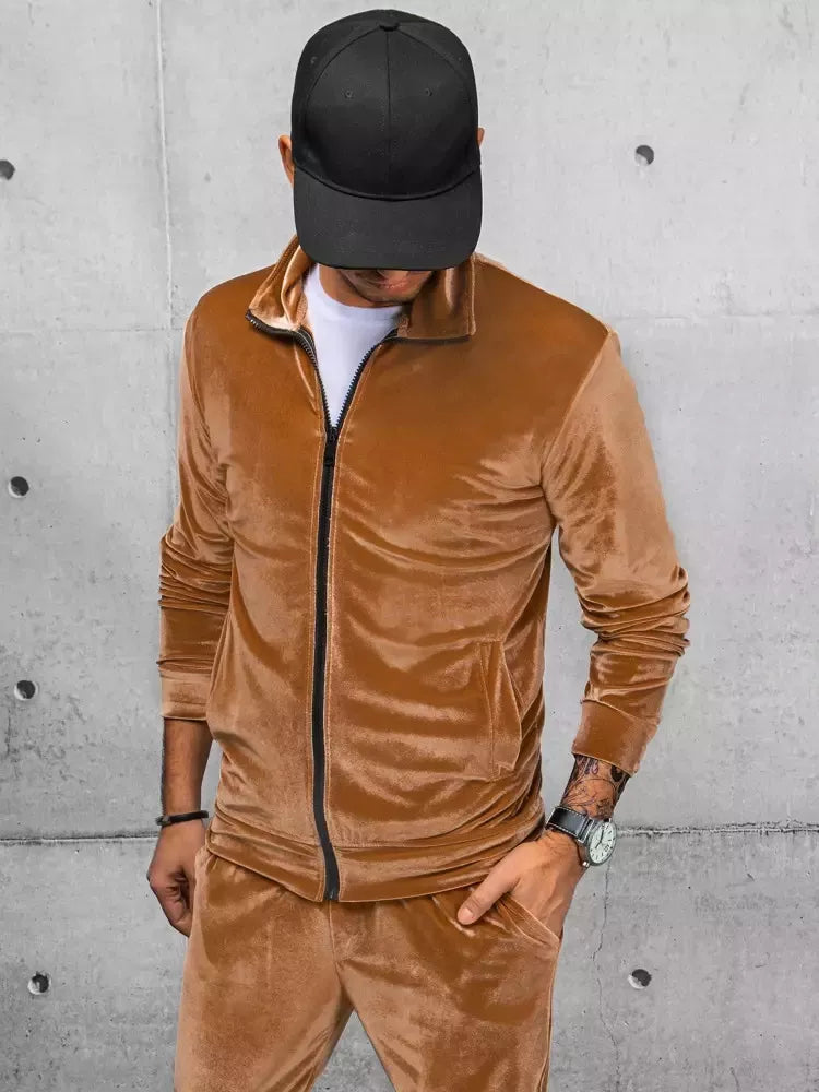 Vyriškas rudas veliūrinis džemperis Onil