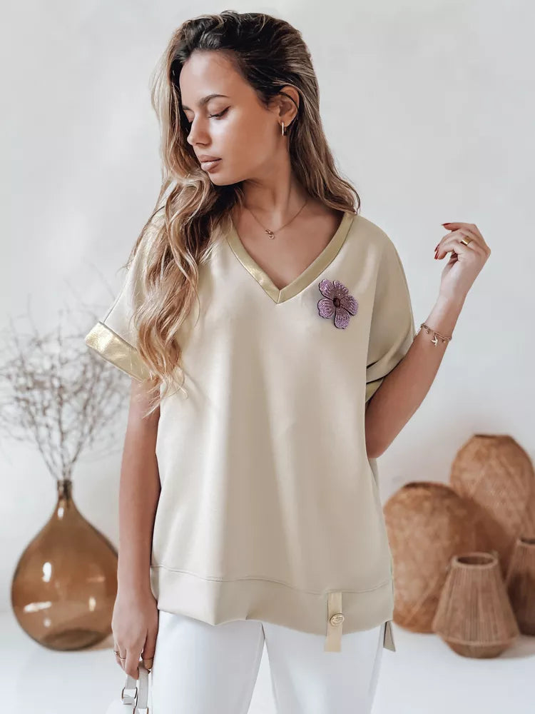 Moteriška oversize tipo rusvi marškinėliai Shine