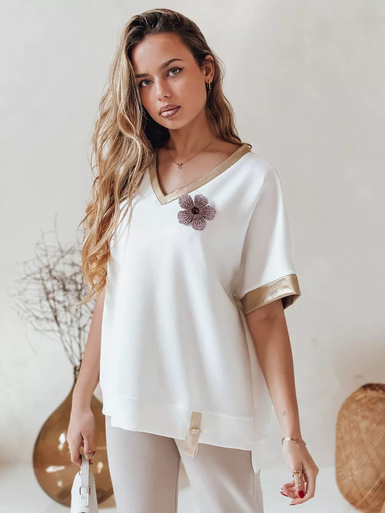 Moteriška oversize tipo balti marškinėliai Shine