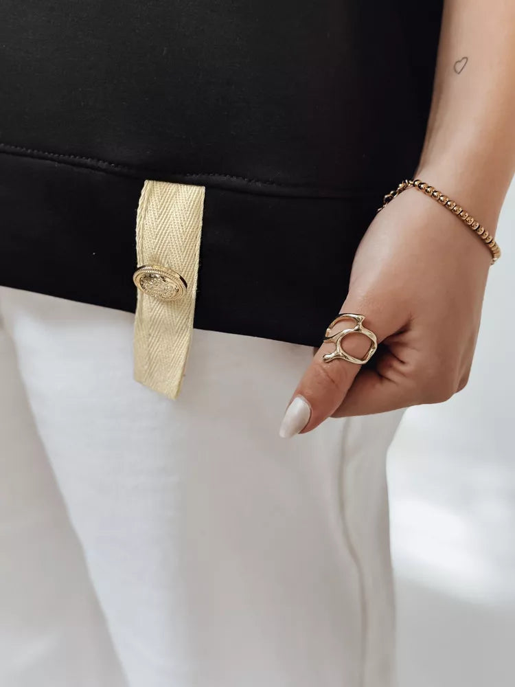 Moteriška oversize tipo juodi marškinėliai Shine