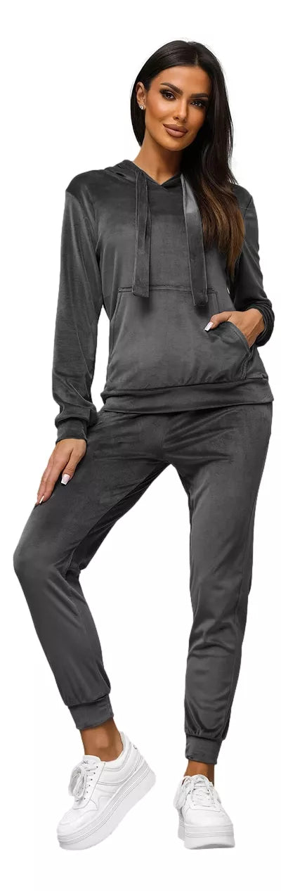 Moteriškas tamsiai pilkas veliūrinis komplektas Merlin