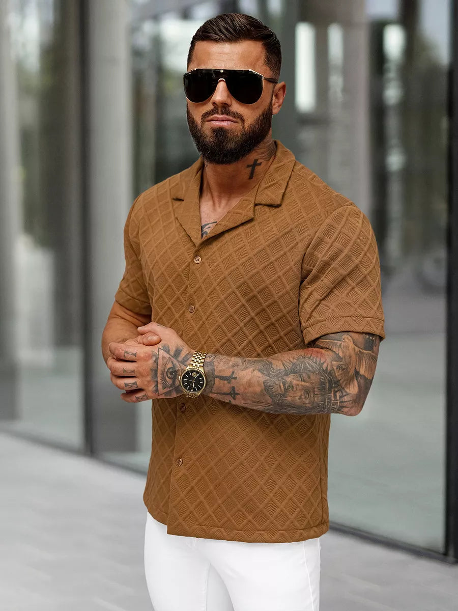 Vyriški trumparankoviai rudi marškinėliai Fargo