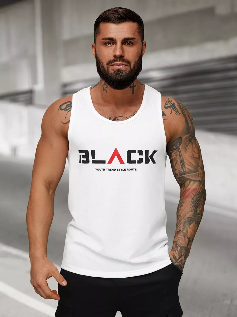 Vyriški baltos spalvos marškiniai be rankovių Black2