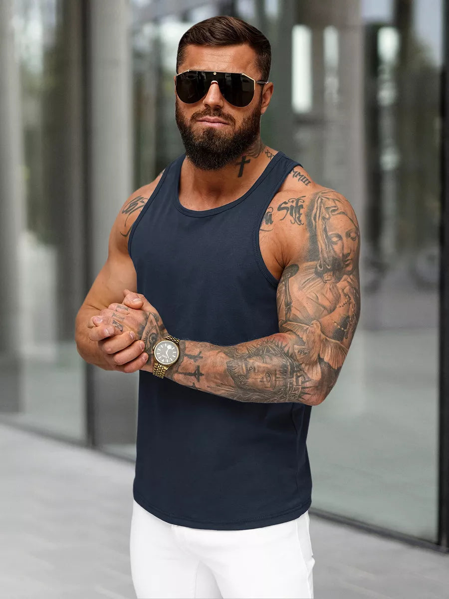 Vyriški berankoviai tamsiai mėlyni marškinėliai Romul