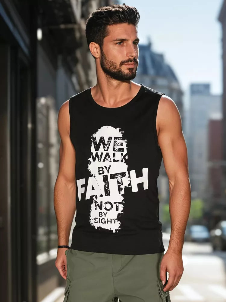 Vyriški juodi marškinėliai be rankovių Faith