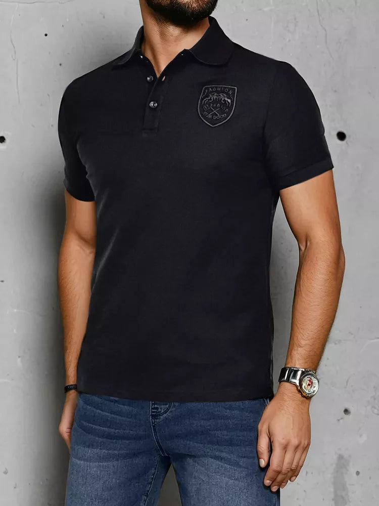 Vyriški juodos spalvos polo marškinėliai su logotipu Emb