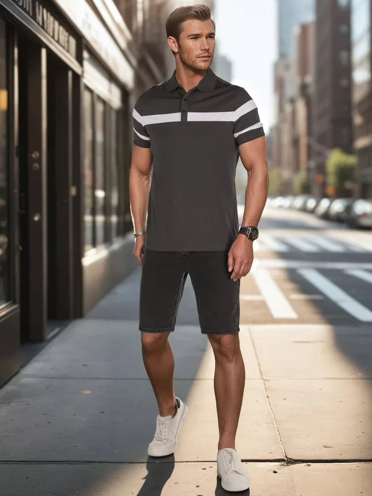 Vyriški tamsiai pilki polo marškinėliai Lima