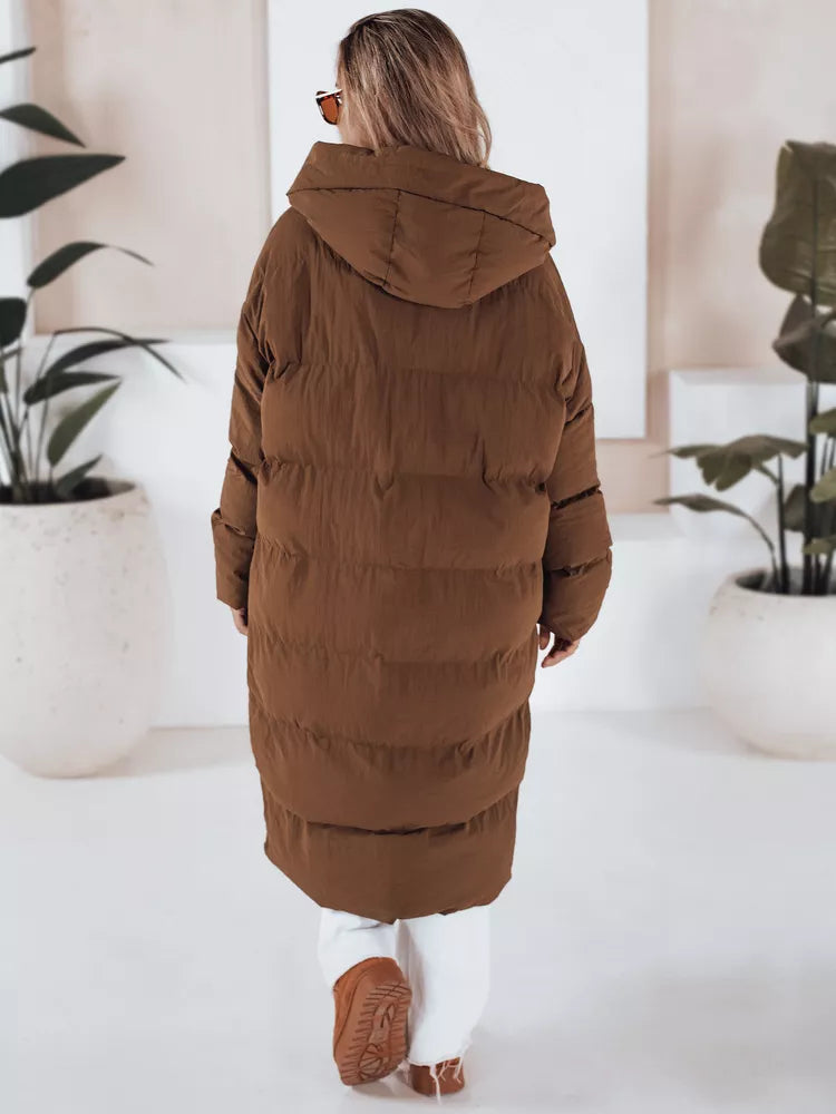 Moteriška dygsniuota ilga ruda striukė Bren