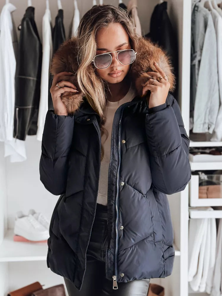 Moteriška tamsiai mėlyna žieminė striukė Doran