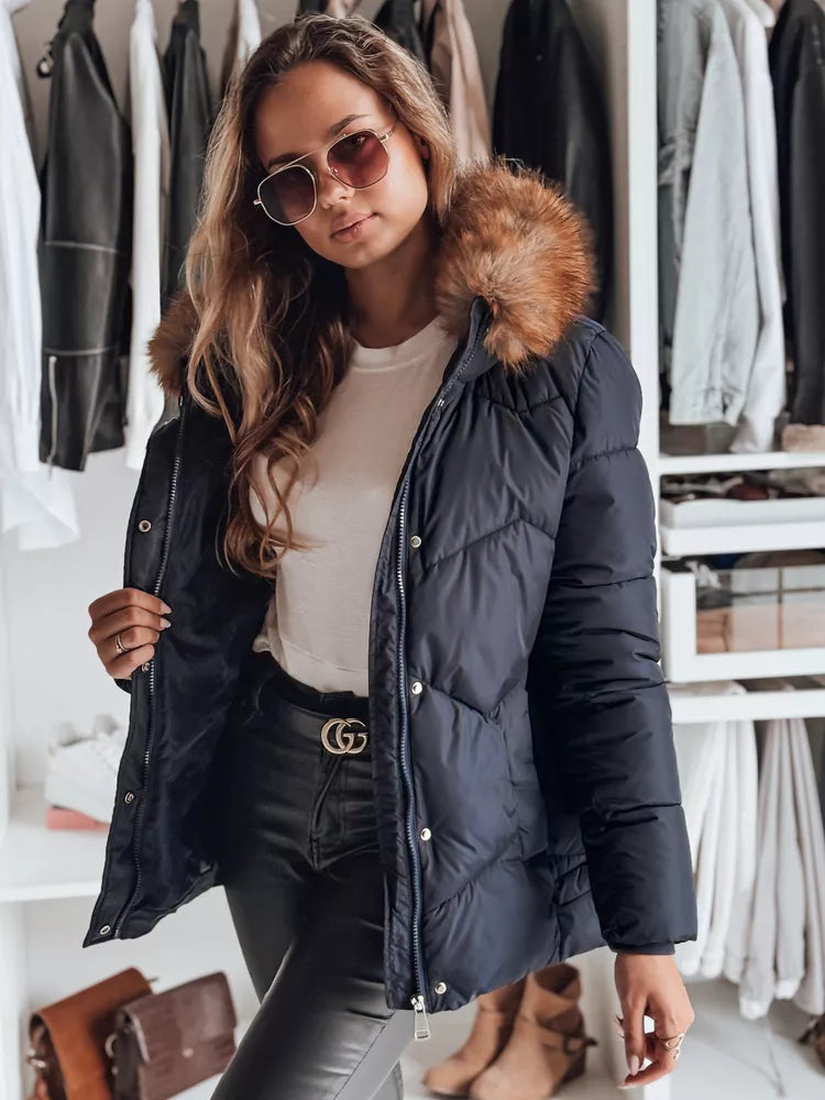 Moteriška tamsiai mėlyna žieminė striukė Doran