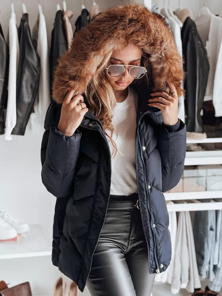 Moteriška tamsiai mėlyna žieminė striukė Doran