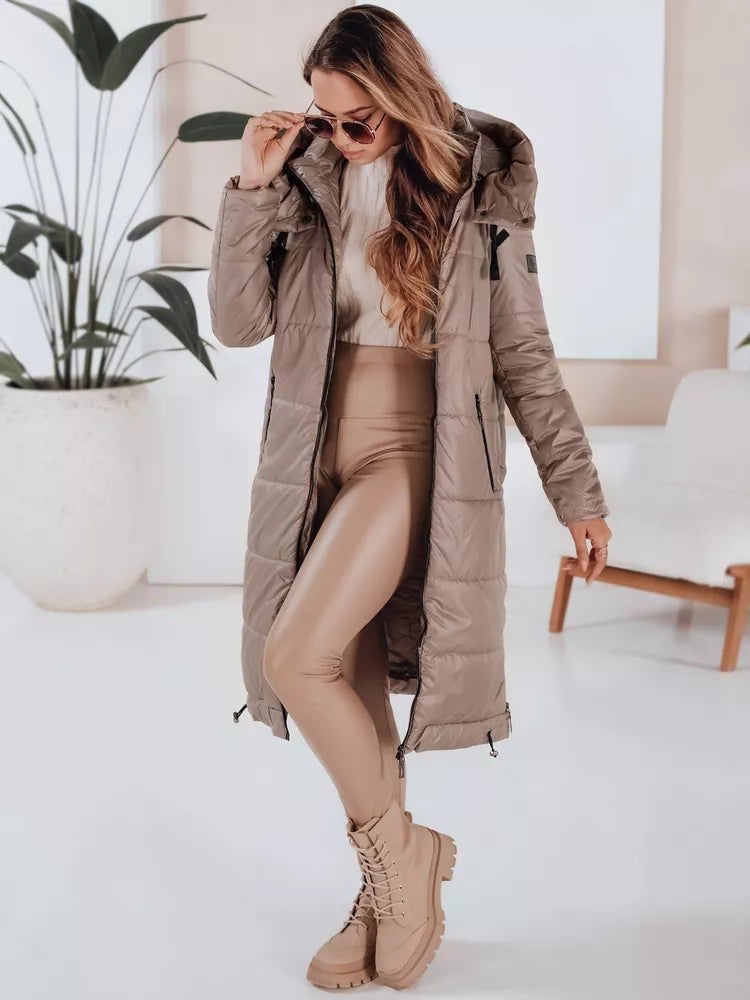 Moteriška ilga tamsiai rusvos spalvos striukė Orvit