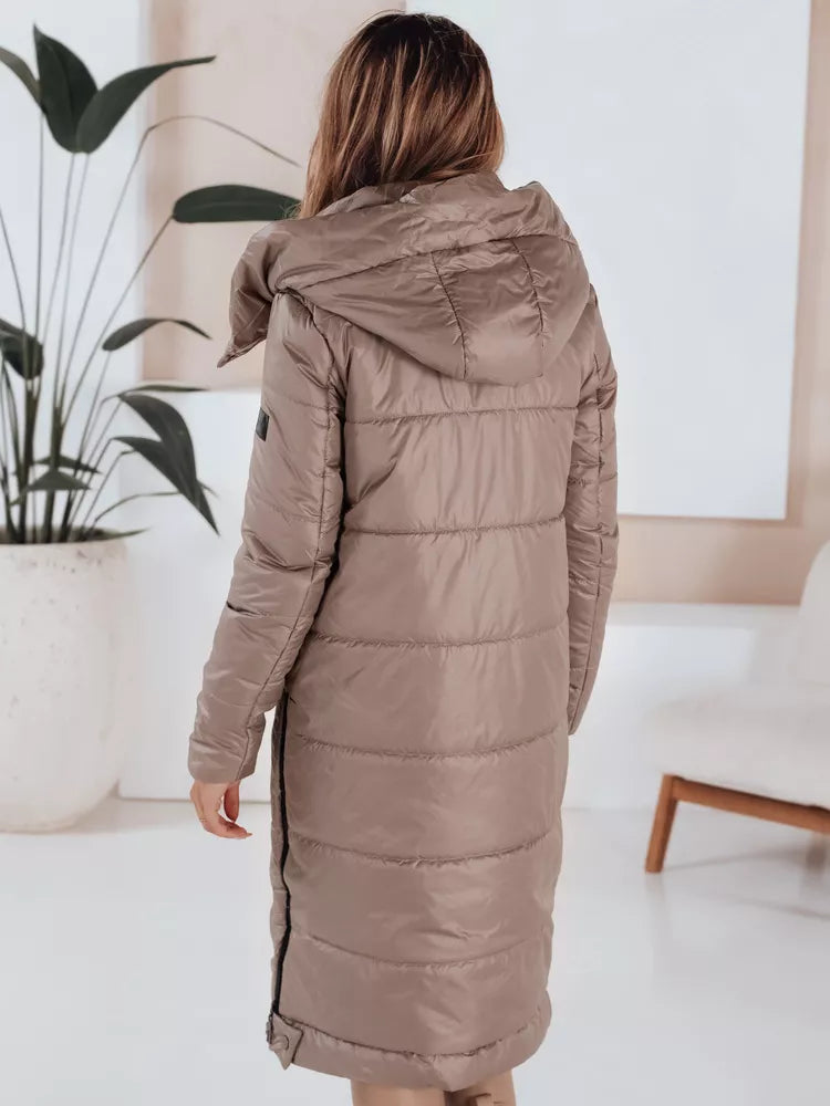 Moteriška ilga tamsiai rusvos spalvos striukė Orvit