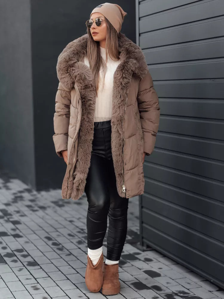 Moteriška žieminė tamsiai rusva striukė Niki