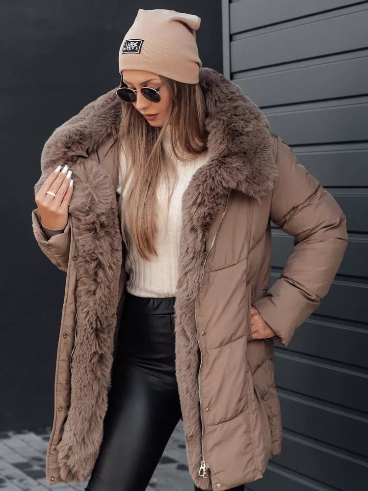 Moteriška žieminė tamsiai rusva striukė Niki