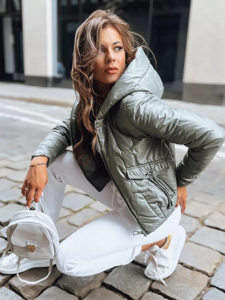 Moteriška žalia striukė Wool