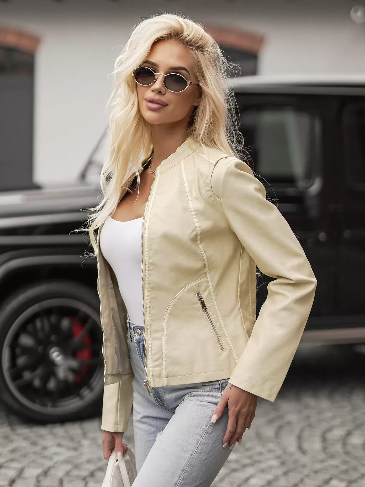 Moteriška rusva odinė striukė Emeli