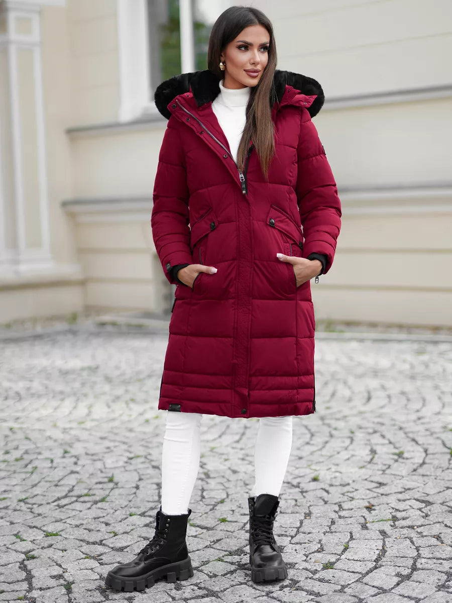 Žieminė ilga moteriška bordo striukė Marni